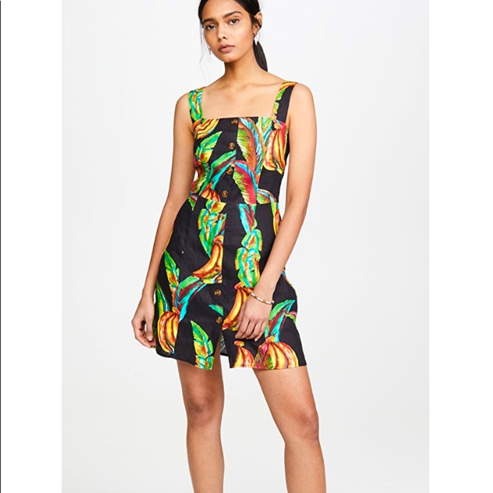 FARM Rio preta banana linen mini dress